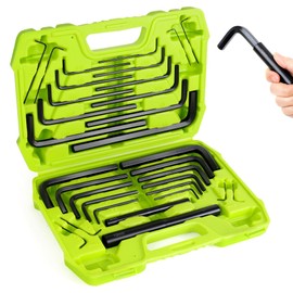 FASTPRO 32-Piece Allen Wrench Set with Storage Case, Standard SAE and Metric Hex Key Set with Extension Handles Included, Green