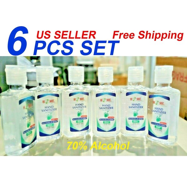 Hand Sanitizer With Aloe Vera gel (2.02 Oz), 6 Pcs Set, 70% Alcohol, Travel Size