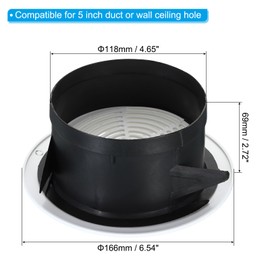 PATIKIL 5 Inch Round Air Vent, Adjustable Ceiling Diffuser Grill Cover ABS Louver Soffit Vent with Screen for Bathroom Kitchen Living Room, Rotate Type