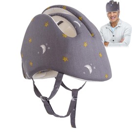 JDVBDNK Thick Head Protection Helmet for Elderly Falls, Soft Helmet for Adults, Seniors Head Protector, Seizure Protection, Home Gardening (Moon and Star, Grey)