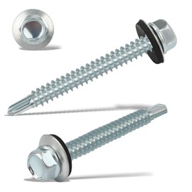 Pack of 80 Trapezoidal Sheet Metal Screws Self-Tapping Screws 6.3 x 50 mm Hexagonal Plumber Screws with Sealing Washer Galvanised Tapping Screws Drilling Screws Metal Roofing Screws (Silver)