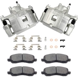 2pcs Brake Calipers & 4pcs Brake Pads ROADFAR Front fit for 2011-2014 for Chrysler 200,07-10 for Chrysler Sebring,08-14 for Dodge Avenger,07-12 for Dodge Caliber,2007-2017 for Jeep Compass Patriot