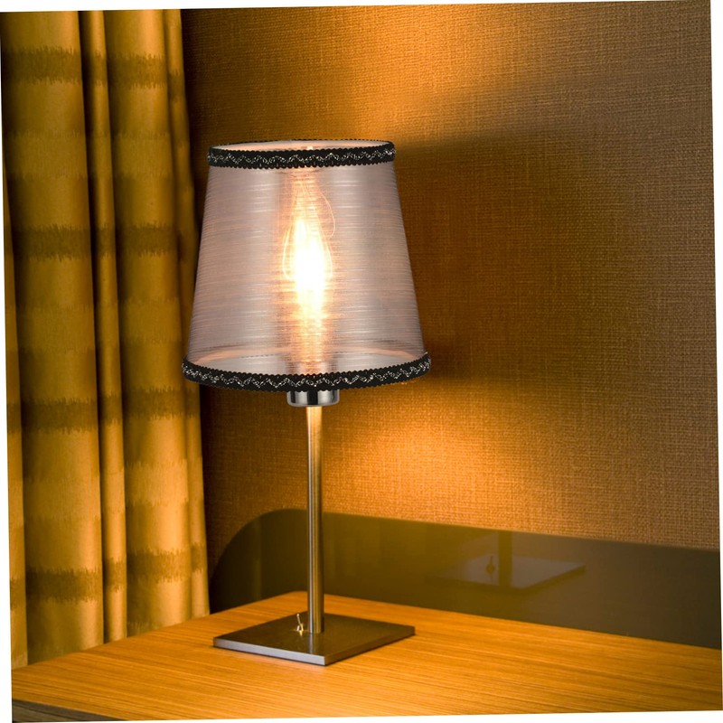 Alipis Decorative Lampshade Small Clip-on Lamp Shades Black Silver Thread