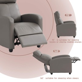 Recliner Chair for Living Room Reading Chair Recliner Sofa Winback Chair Single Sofa Home Theater Seating Modern Reclining Chair Easy Lounge with PU Leather Padded Seat Backrest