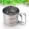 Stainless Steel Shaker Sieve Cup Mesh Crank Flour Sifter with