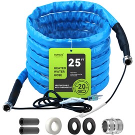 RVMATE Heated Water Hose for RV 25FT, -20 ℉ Antifreeze Heated RV Water Hose with Energy Saving Thermostat, for RV/Camper/Home/Garden, RV Accessories