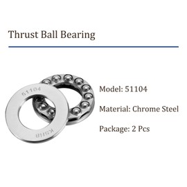 Kozelo 2pcs 51104 Thrust Ball Bearing - [20mm x 35mm x 10mm] Chrome Steel Miniature Thrust Bearing with Washer for Machine Tool Use