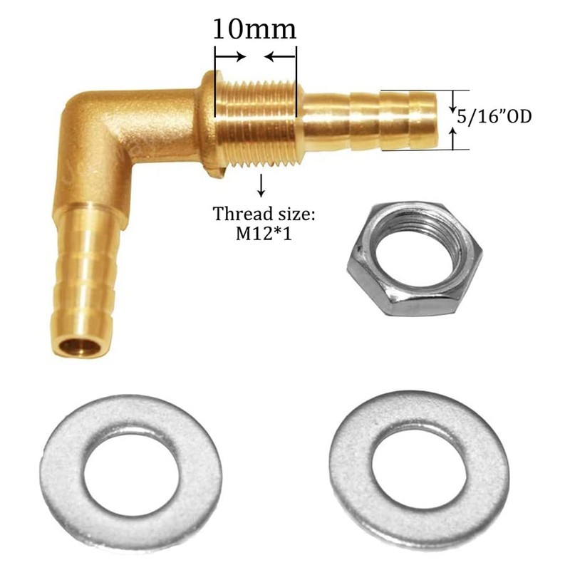 Joywayus 5/16 x 5/16 Hose Barb Thru-Bulk Head Hex Union