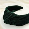 Bowbear Plush Velvet Top Knotted Wide Headbands, Forest Green