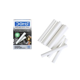 Doms Non-Toxic White Chalk | Extra Bright, Smooth & Long Lasting | Soft & Anti-Scratch Writing | Mess-free Dustless Chalk Sticks | Pack of 100 Chalks