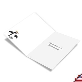 NobleWorks, Funny Anniversary Greeting Card with 5 x 7 Inch Envelope (1 Card) Couple, Husband, Wife, Parents Anniversary Congratulations Penguin Politics C10876ANG