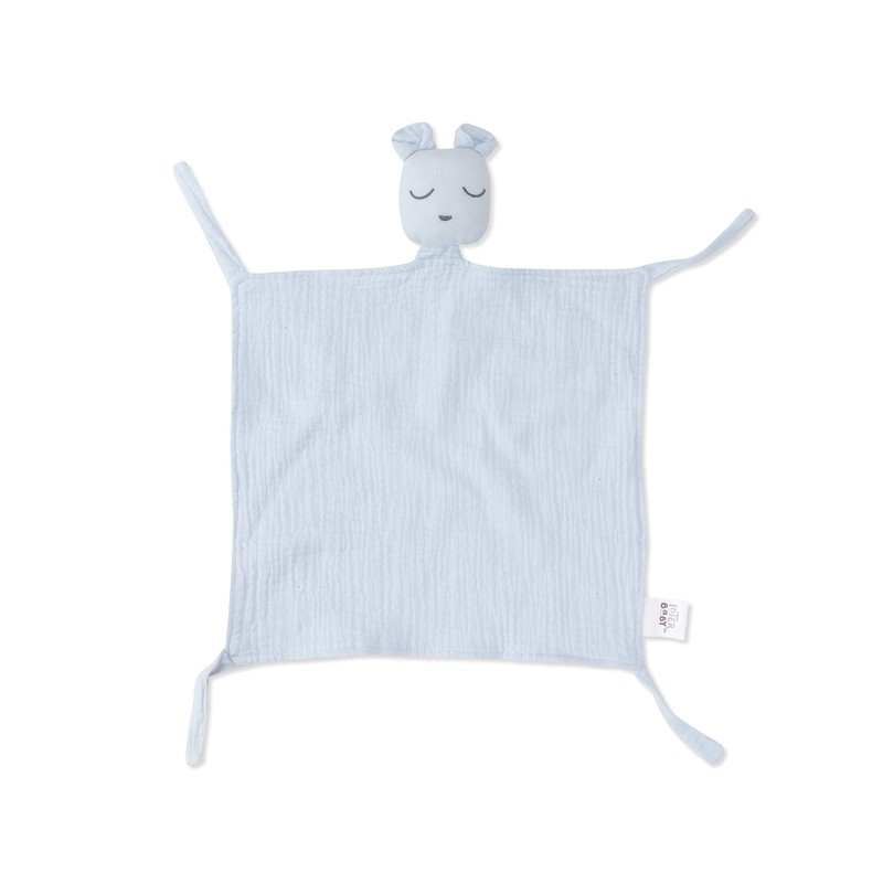 Cuddle Blanket Muslin with Bear Head - Doudou Blue