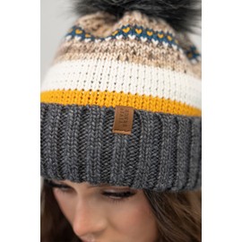 VIVISENCE Winter Hat with Bobble for Women Made of Warm Yarn with Antistatic Effect Bobble Hat Made of Soft Inner Lining Perfect Fit for Cold Winter Days Model 7099, darkgray, One size fits all