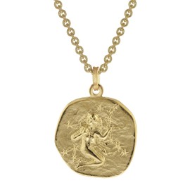 trendor Virgo Zodiac Sign Diameter 20 mm Men's Necklace Gold on Silver Zodiac Sign Timeless Necklace for Men, Great Gift Idea, 39070-09, Sterling Silver