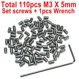 ZDingTech 100PCS Set Screws M3 x 5mm 304 Stainless Steel Guitar Bridge Saddle Height Adjustment Screws for Fender Stratocaster Telecaster with 1.5mm Wrench,Set Grub Screw Hex Allen Head Socket Bolts