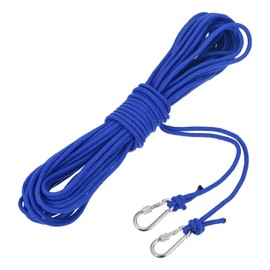 sourcing map 20m Hollow Braided Polypropylene Anchor Rope with Hook, 6mm Nylon Floating Line for Marine Pool Life Boat Anchor Rope, Blue