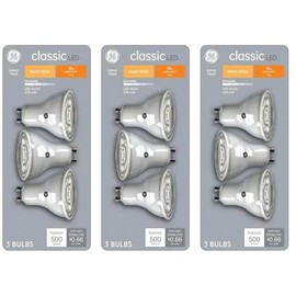 GE (9 Bulbs) Classic LED MR16, Dimmable, 5.5 watt, 50 watt Equivalent, Warm White Flood Light Bulb GU10 pin Base