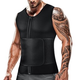Cimkiz Mens Sweat Sauna Vest for Waist Trainer Zipper Neoprene Tank Top, Adjustable Sauna Workout Zipper Suit (Black, XX-Large)