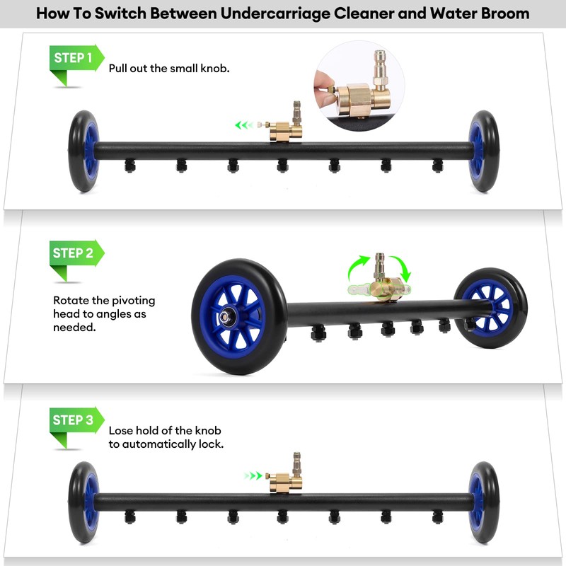 2-in-1 Pressure Washer Undercarriage Cleaner Water Broom, 24" Surface Cleaner