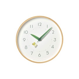 Remnos SUR18-16 MONKI Lemnos Wall Clock, Perch Clock, Analog, Wood Frame, Natural Color, Wood Base, Diameter 10.0 x Depth 1.9 inches (25.4 x 4.8 cm)