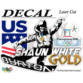 Shawn white Olympic gold champion Shaun White USA Olympic Gold Medal Decal Sticker PyeongChang Ski Team Snowboard - 6" x 4"