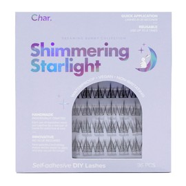 Char Cosmetics Eye Lashes - Sweatproof, Natural Look False Eyelashes - Reusable Fake Eyelashes for Comfortable Fit - Shimmering Starlight - 36 pc