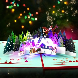 GREETING ART Christmas Cards, Christmas Card with Music Sound, Christmas Cards Pop Up, 3D Christmas Card with Christmas Tree and Forest, Christmas Card for Wife, Husband, Daughter