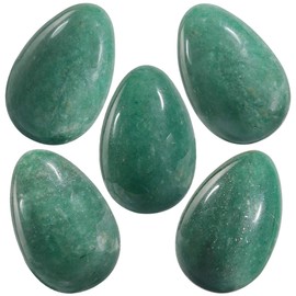 Nupuyai 5pcs Green Aventurine Pocket Stone Set for Anxiety Healing, Polished Worry Palm Crystal Egg Stones for Reiki Balancing