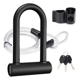 iScooter U Lock with 4ft Cable and Mounting Bracket, Scooter Lock with 3 Keys for Electric Scooter, Bike, Motorcycle