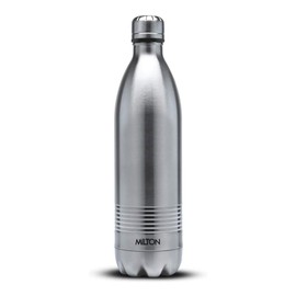 Milton Insulated Water Bottle 750 ml (24 oz), Stainless Steel Double Walled Vacuum for 24 Hours Hot and Cold, Leakproof, BPA Free, Thermosteel Duo DLX 1000 Silver