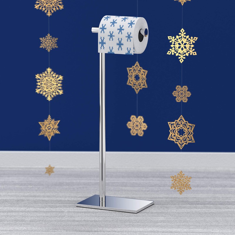 Gatco 1431C Modern Rectangle Base Freestanding Toilet Paper Holder, 21.25"