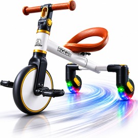 Ridego 3-in-1 Toddler Tricycle for 2-5 Years, Drift Trike with 360° Spin, Light Up Wheels, Adjustable Seat, Toddler Bike for Boys Girls