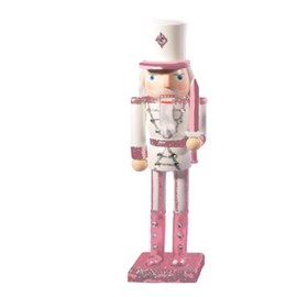Ciao Christmas Nutcracker Toy Soldier Halberdier (24 cm) Wooden Glittery Decoration, Pink/White