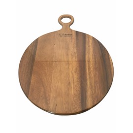 Laguiole en Aubrac Round Solid Maple Wood Cutting Board for Serving, Chopping or Charcuterie Platter, 35cm / 14-Inch With Pizza Cutter, Ebony Handle