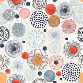 Wallderful Peel and Stick Wallpaper Boho Yellow Grey Geometric Wallpaper Removable Boho Wall Paper Self Adhesive Circle Contact Paper for Countertops Abstract Vinyl Wrap for Kitchen Backsplash Liner