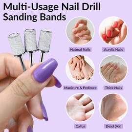 NIOIPXA Sanding Bands Nail Drill Bits,75PCS Nail Sanding Bands for Nail Drill,80#180#240# Nail File Sanding Bands for Manicures Nail Drill Machine (Brown)