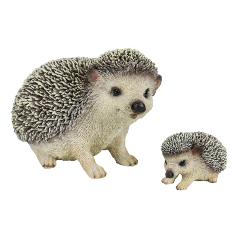 Set Of 2 Wildlife Animals Realistic Mother Hedgehog With Baby