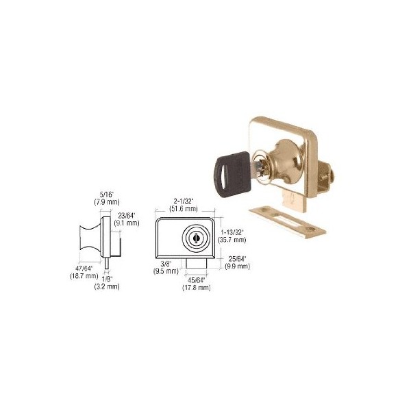 CRL Gold Plated Lock for 1/4" Double Glass Doors