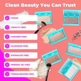 Travel Size Pressed Powder - Haute Minute Makeup Complexion Perfection Mini Powder - Perfect For Travel or Your Purse! (Neutral Dark)