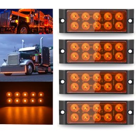 Krtopo 4x Seitenmarkierungsleuchten 12/24V Ultra Thin Begrenzungsleuchten Anhänger​​ ​​Wohnwagen​​​ ​​Umrissleuchte Positionsleuchte​​ Wasserdichte Universal 10 Leuchten für LKW Bus Caravan​​(Gelbes)