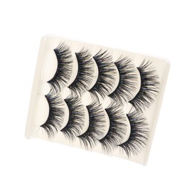 Housoutil 5pairs Exaggerated Fake Eyelashes of Thick Reusable Artificial Lashes for Dramatic Eye Makeup Safe and Odorless for Daily and Stage Use Black