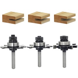 SICWOOD 3pcs Slot Cutter Router Bit Set 1/4 Shank - 4-Wings, 9/16" Depth, Carbide Tip, Wood Slotting Cutter Bit, for Groove Edges, Biscuit( Height 1/4" 1/8" 3/32")