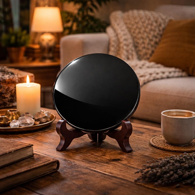 Polar Jade Black Obsidian Mirror for Scrying and Insights, Real