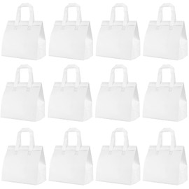 Chanseen 12Pcs White Insulated Take Away Bags Disposable Cooler Bag Thermal Lunch Grocery Take Out Bags for Coffee Milk Tea Hot Cold Drink Fresh Food Delivery
