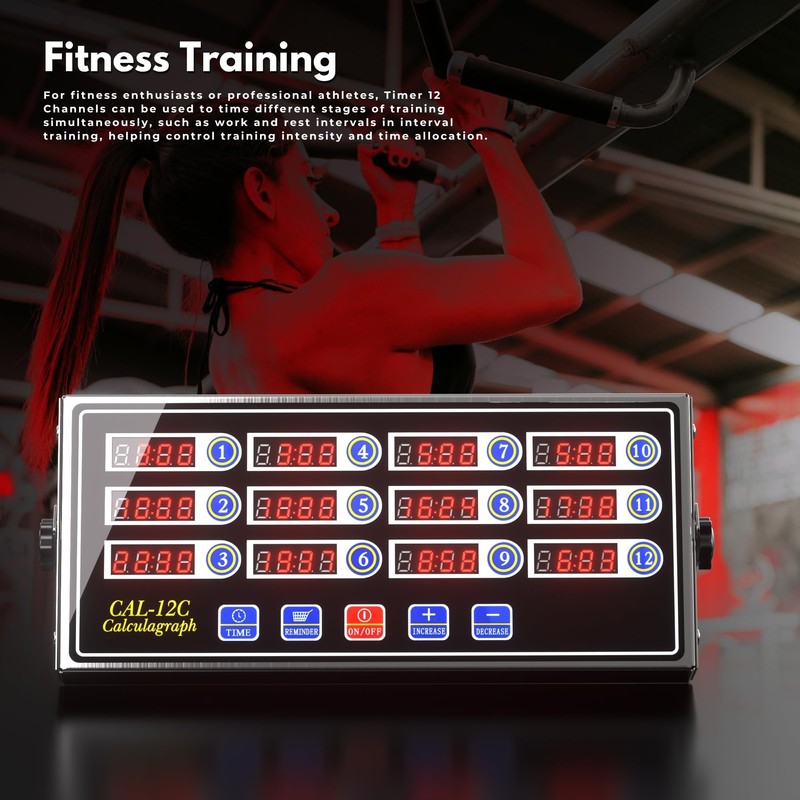 Commercial Kitchen Timer with 12 Channels, Professional LED Digital Timer