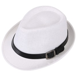 Simplicity Panama Style Straw Fedora Hats for Men Dress Hats for Men White Fedora Hats for Women Mens Fedora Hat, White SM
