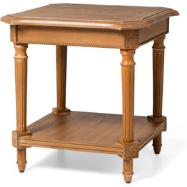 Maven Lane Pullman Multipurpose Traditional Style Tall Square Wooden Side Table and Bedroom Nightstand with Storage in Rustic Antiqued Natural Finish