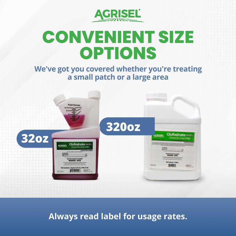 Agrisel Glufosinate Weed Killer, Post-Emergent, Conquers Stubborn Weeds from Leaf