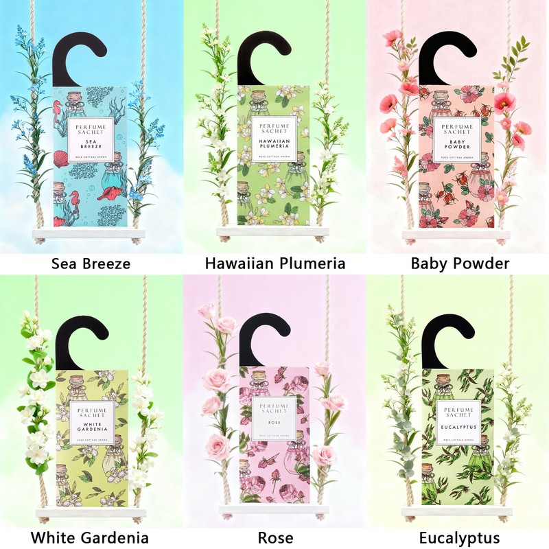 ROSE COTTAGE Large 12 Packs Eucalyptus Peppermint Hanging Closet Air