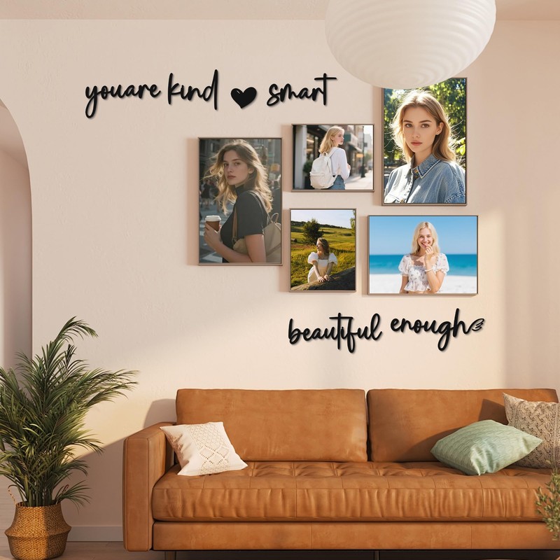 Matte Black Inspirational Quote Metal Wall Art, Self-Love Womens Home